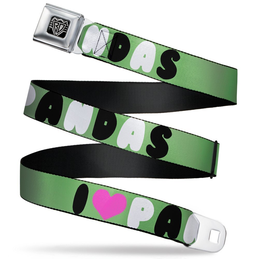 4000 Seatbelt Belt I "Heart" PANDAS Green/White/Black/Pink 1.0" Wide